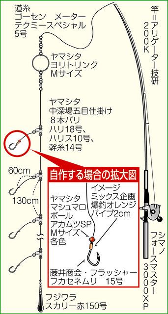 日本特注 剛樹オリジナル仕掛け ディープウィリー 深場50〜80m 10枚