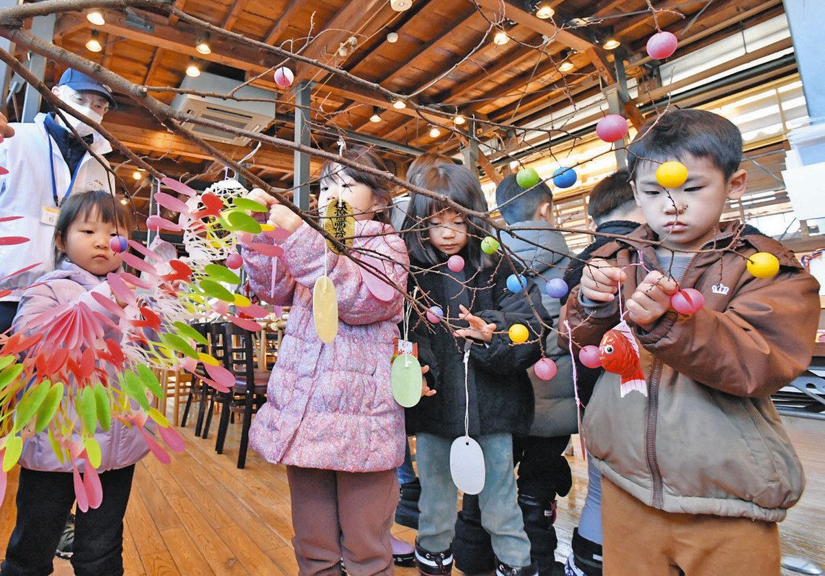 園児 繭玉」色とりどり 勝山の園児、飾り付け：日刊県民福井Web