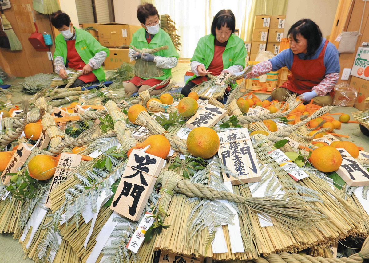 新年を平穏無事に過ごせますように」 伊勢志摩地域でしめ縄作り最盛期