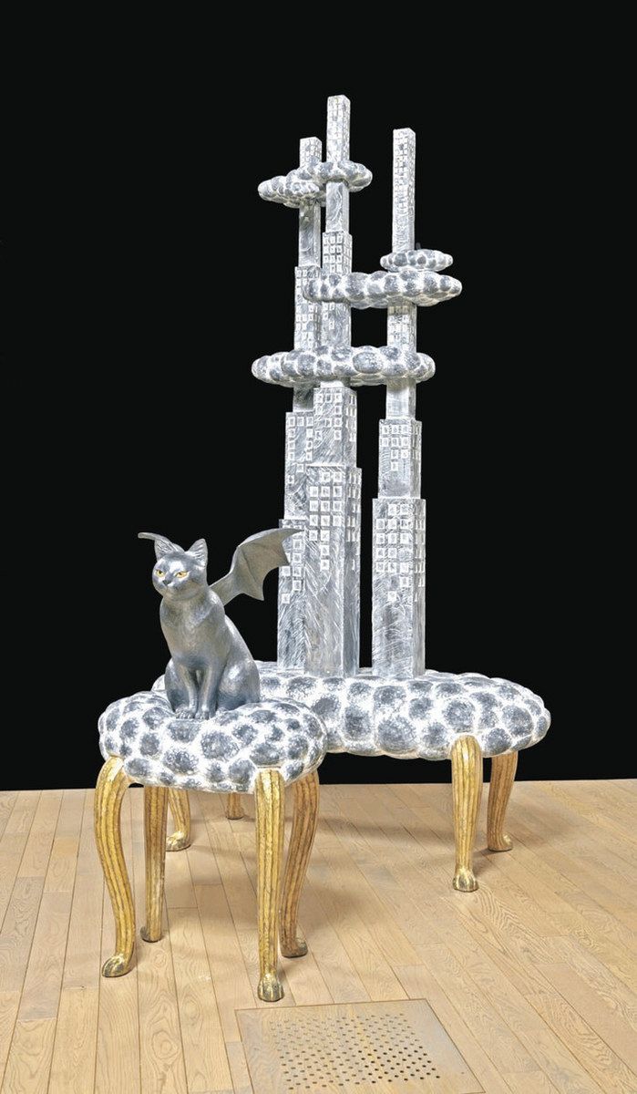 木彫りの猫 セロ弾きの猫 36.5cm