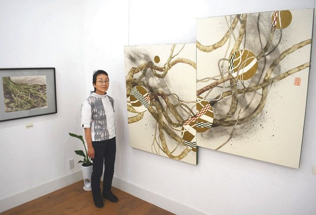 木の根っこに生命力 「アートスペースいが」で名張の上田さん水彩画展 