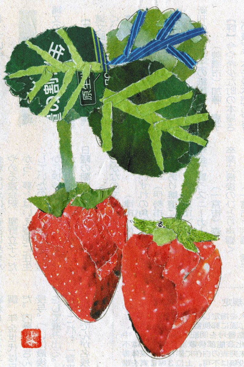 新聞ちぎり絵 ギャラリー＞ 「イチゴ」：中日新聞しずおかWeb