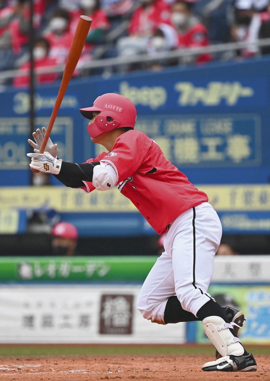ロッテ】”世界のスプリット”に食らいついた！中村奨吾が田中将大打ちで
