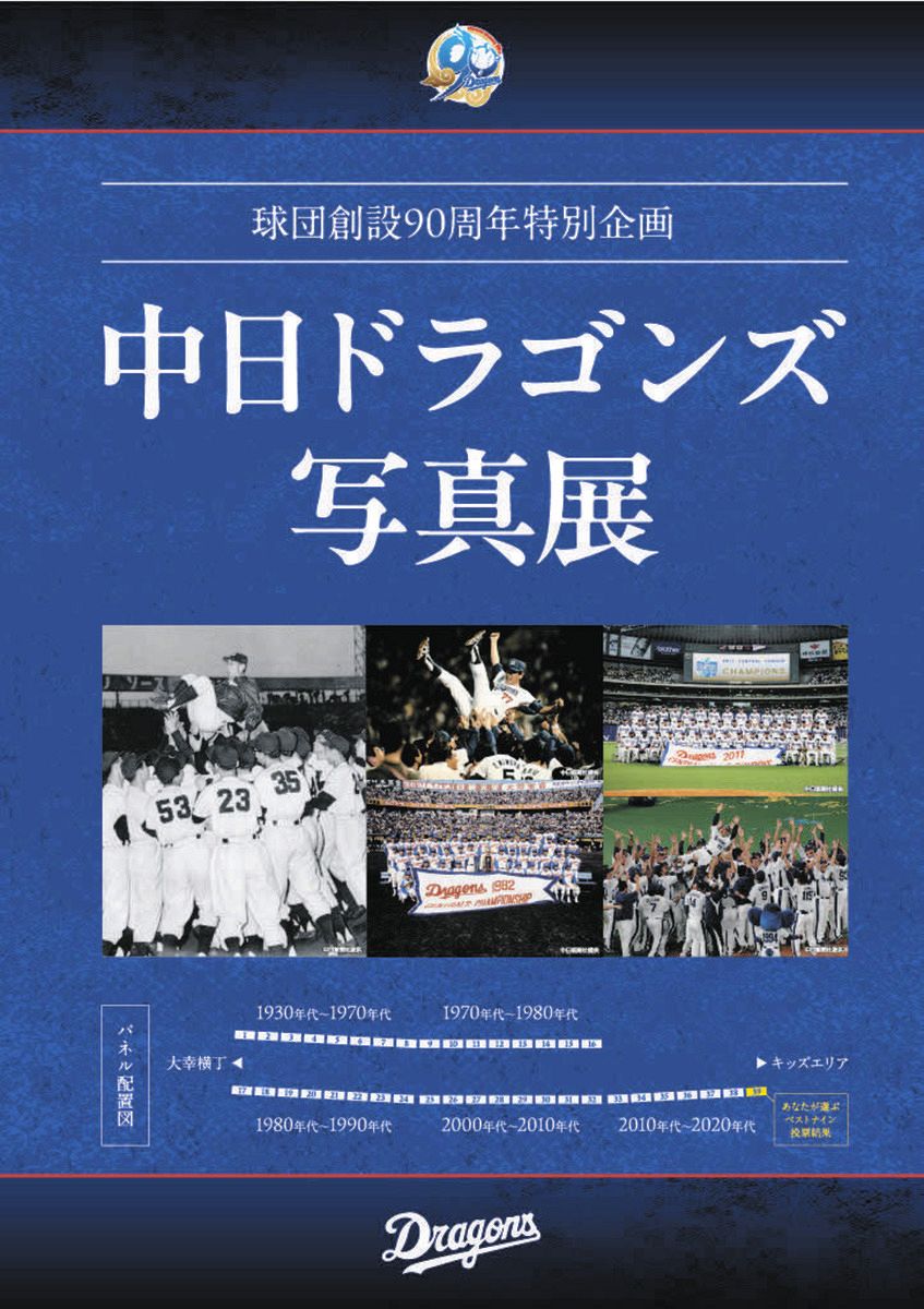 中日】球団創設90周年を記念した写真展 15日からドラゴンズ