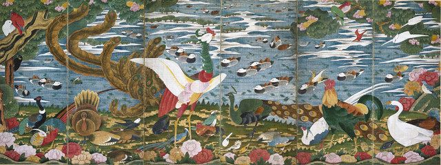美のありか＞ 「樹花鳥獣図屏風」 伊藤若冲（静岡県立美術館蔵） 奇想
