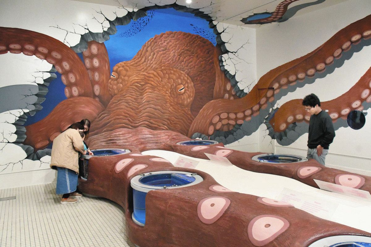 みずだこ館 強い触手を持った、タコ（蛸） 壁彫刻 彫像/ 水族館 ビーチ 