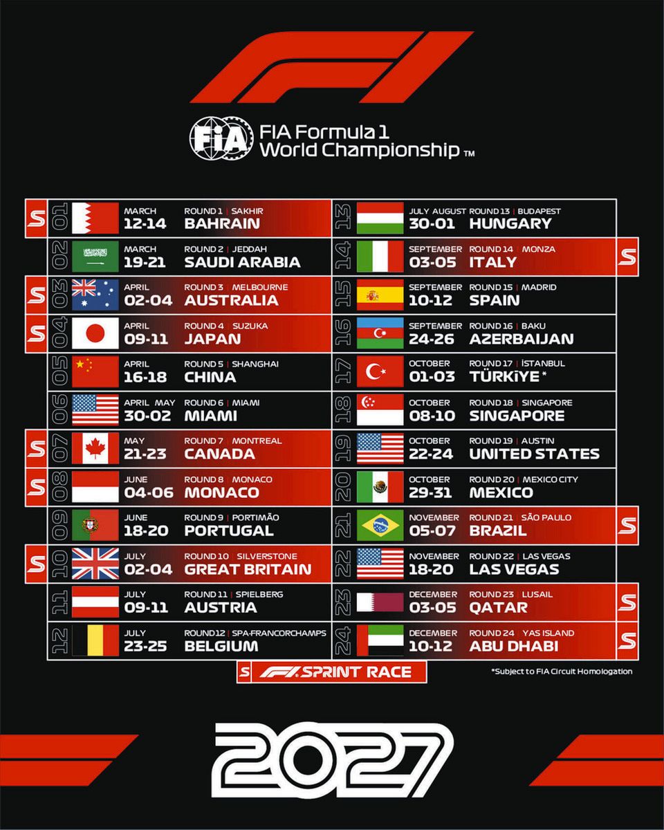 F1】全24戦の2027年カレンダー発表 日本GPで初のスプリント開催