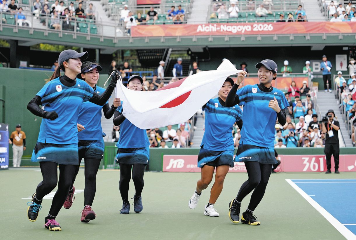 アジア大会、ソフトテニス女子団体が金メダル 福井の宮前希帆は安定の