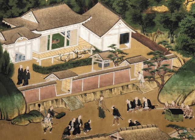家康＠ふじのくに＞ 県世界遺産センター所蔵の金屏風 隠居後の清見寺