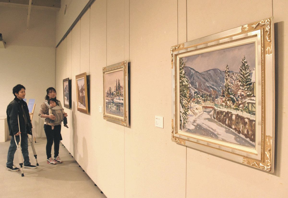 雪化粧の山、幻想的な油彩画 清須出身の画家・小川武雄さんの