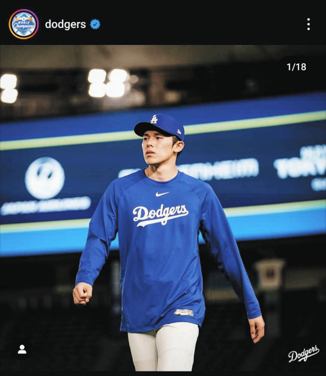 ◇非公開練習で東京ドームを歩くドジャース・佐々木朗希【写真】：中日