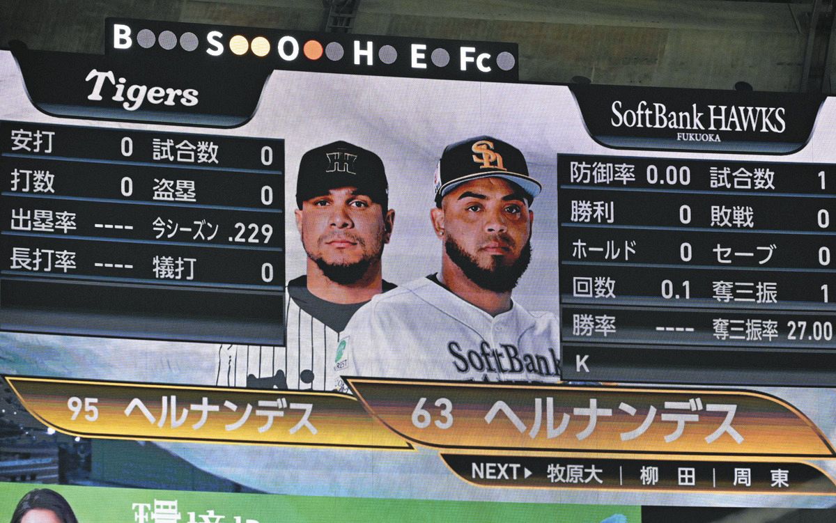 7回に「ヘルナンデス対ヘルナンデス」の珍対決実現 ソフトバンクの