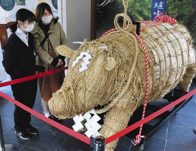 大分の祭りへ わら牛製作 おやべ火牛まつり実行委 引き渡す来月3日
