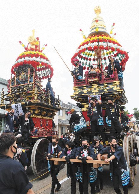 富山 新湊 ２年ぶり 曳山練る 放生津八幡宮祭 昼の 花山 １１基 北陸中日新聞web