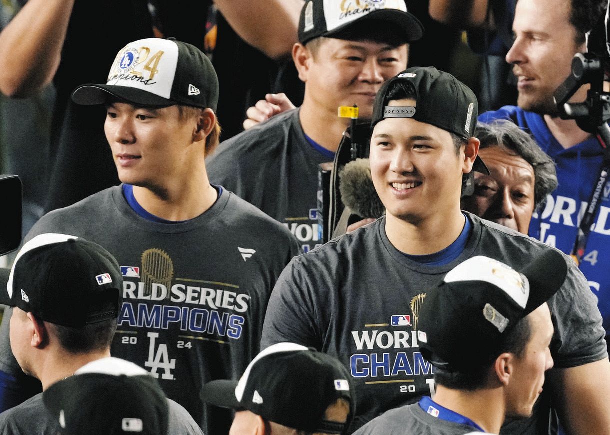 ◇大谷翔平も笑顔で歓喜の輪に…ドジャース世界一の瞬間【動画】：中日