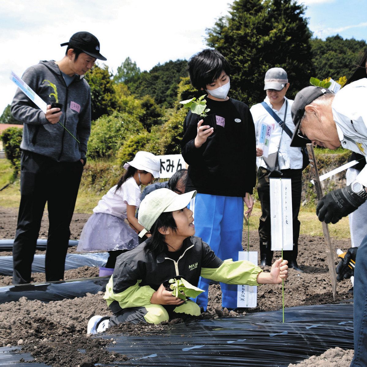 収穫楽しみ 大きく育ってね 新城で親子が夏野菜植え付け体験：中日新聞Web