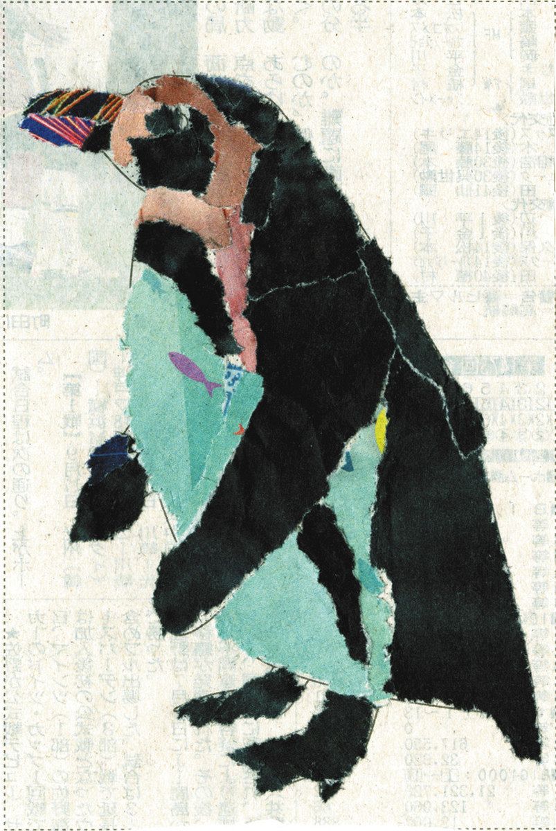 新聞ちぎり絵 ギャラリー＞ 「ペンギン」：中日新聞しずおかWeb