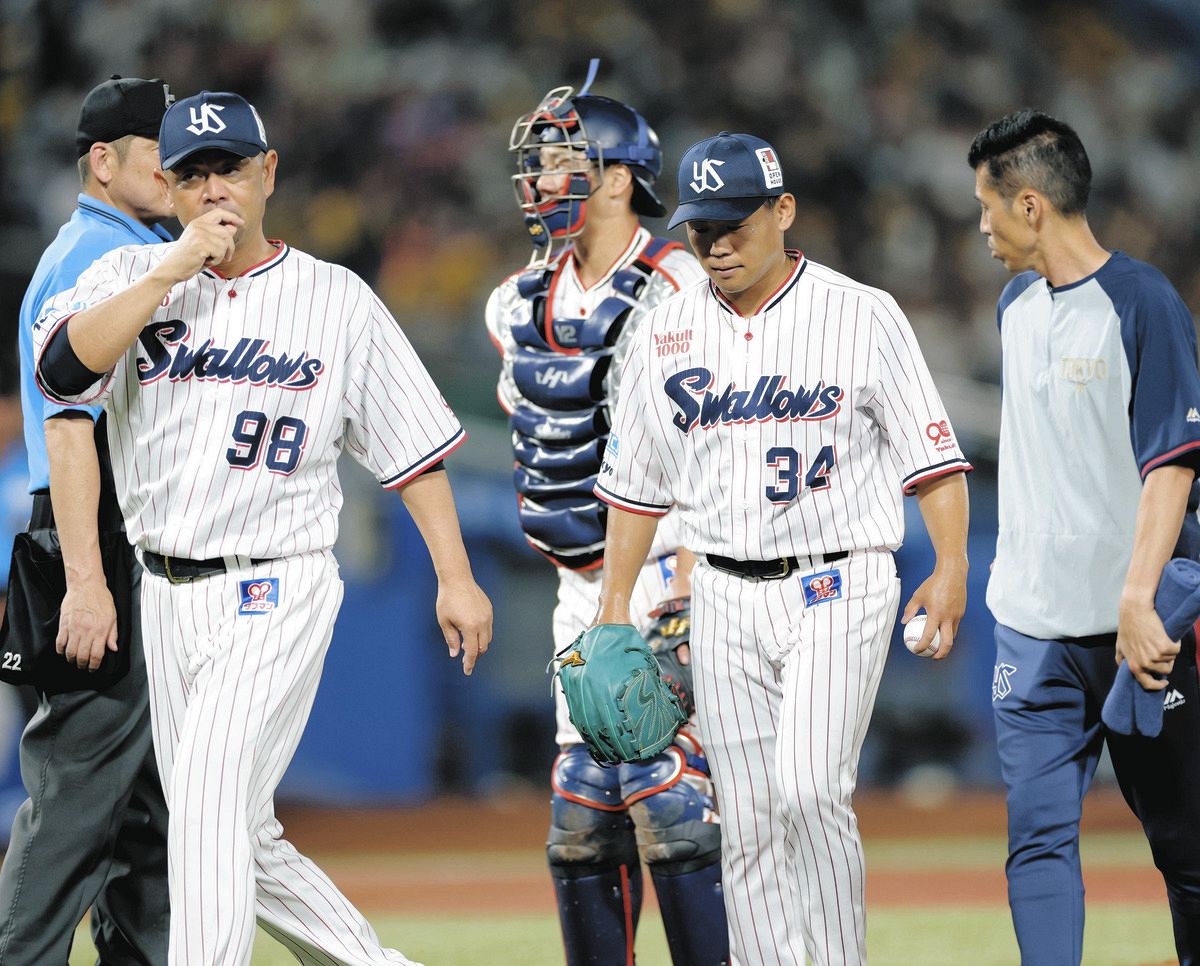 ヤクルト・田口麗斗、アクシデントで緊急降板 下半身の状態不良と