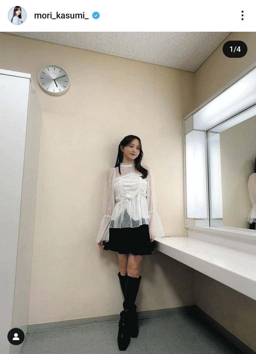 ◇森香澄、透け感トップスと美脚ミニスカ＆ロングブーツコーデ【写真