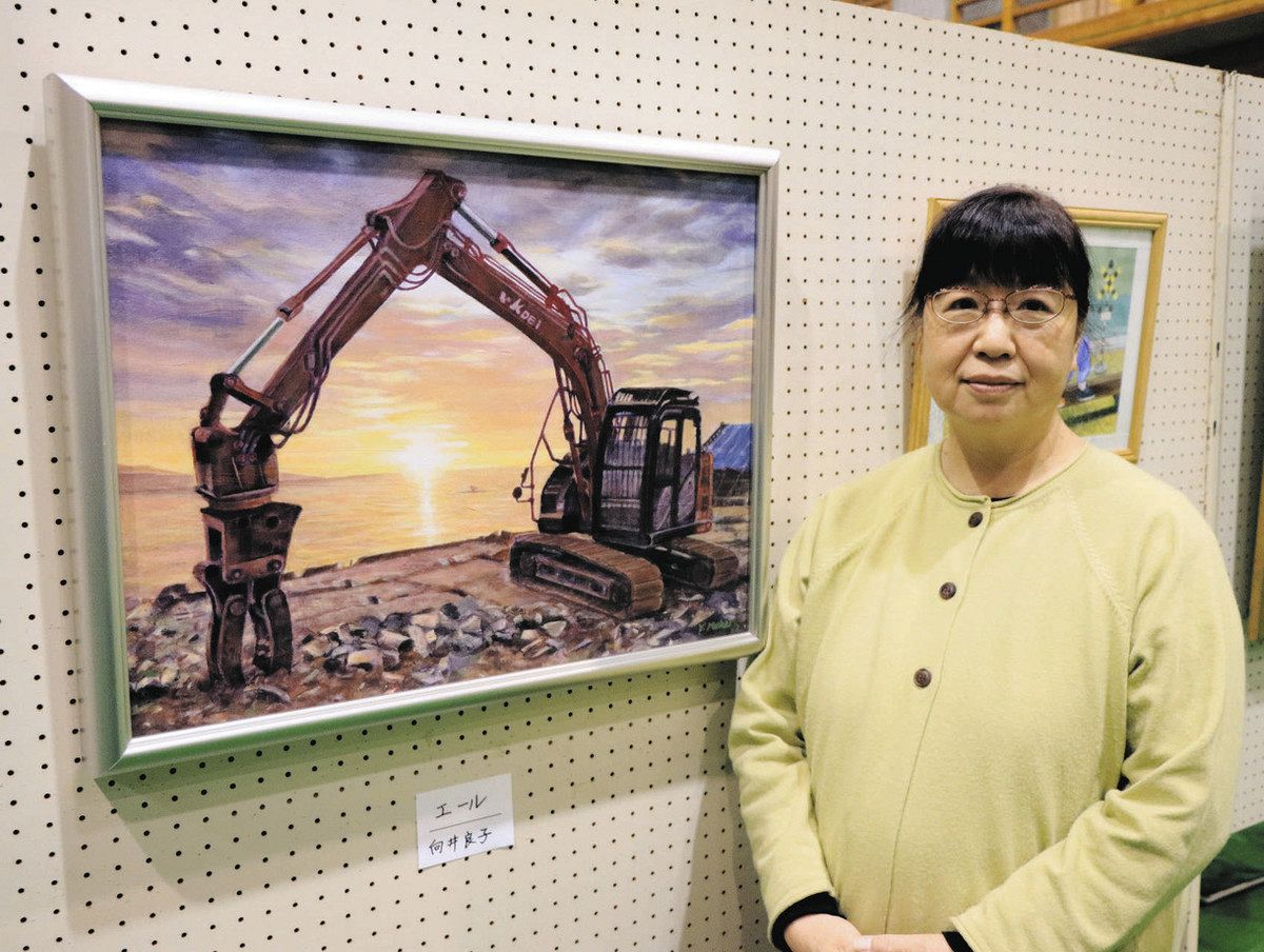 朝日に希望 塗り 重ね 自宅失った向井さんのアクリル画：北陸中日新聞Web
