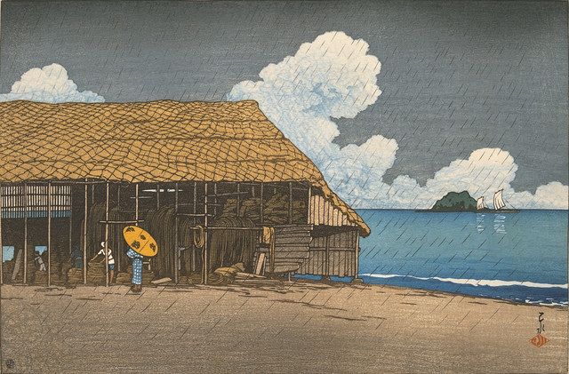 海辺　砂遊び　絵画 Hasui 巴水: The Shinagawa Offing 品川沖 (SOLD) – Egenolf