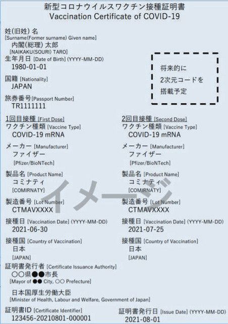 「ワクチンパスポート」のイメージ＝内閣官房の資料より 