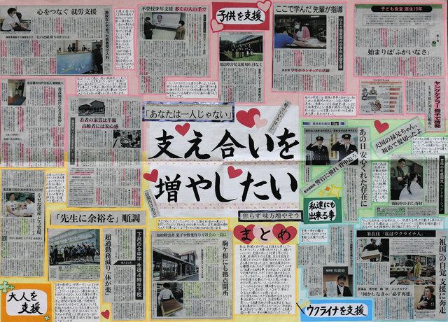新聞　切り抜き 2022年度「新聞切り抜き作品」「子どもと先生の新聞