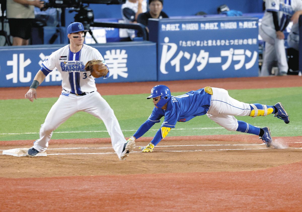 中日・辻本倫太郎、執念のヘッスラでプロ初打点 6回のチャンスに遊ゴロ