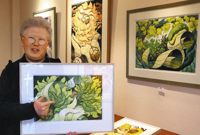 世界観を植物で表現 知多の御囲さん作品、常滑で木版画展：中日新聞Web