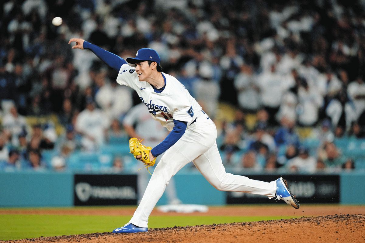 佐々木朗希、渡米後最速163・2キロで3人斬り、ベンチの大谷翔平＆山本