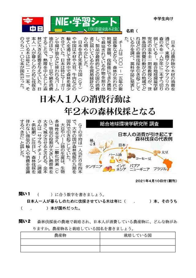 日本人の消費が引き起こす森林伐採 中日新聞しずおかweb
