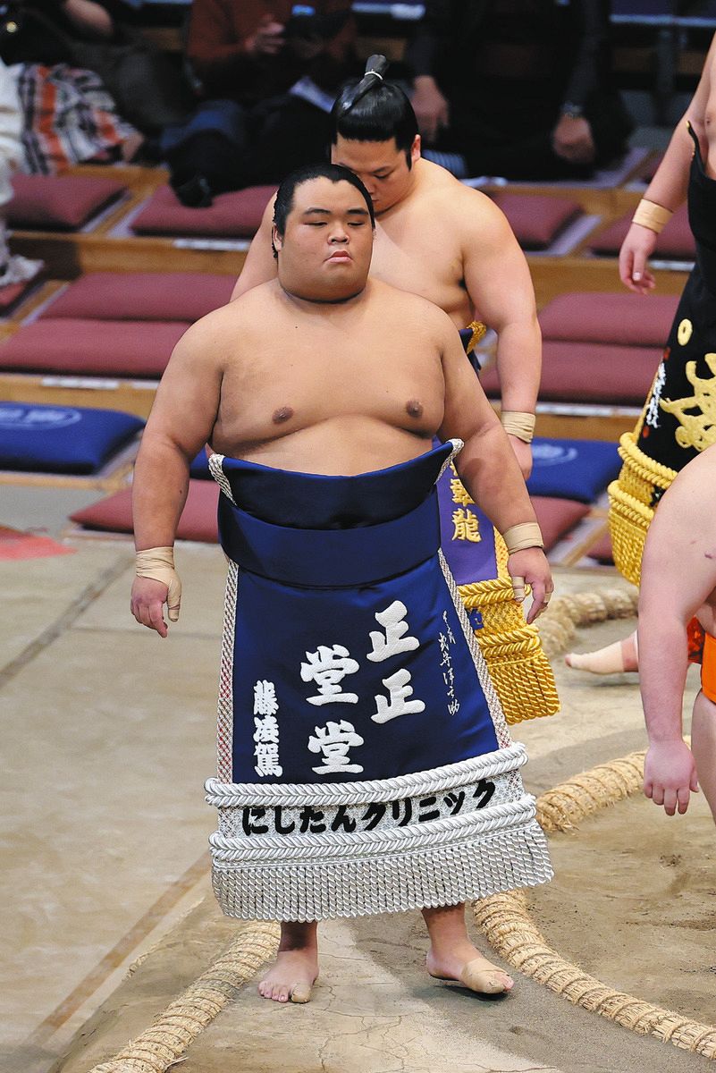 藤凌駕、「正正堂堂」11勝目 新しい化粧まわしの言葉通りの真っ向勝負