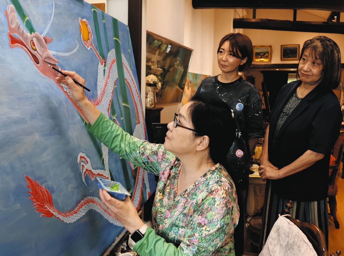 八十山和代 絵画　油彩 上賀茂神社に「竹龍」 画家極め40年 小松の八十山さん 奉納へ制作