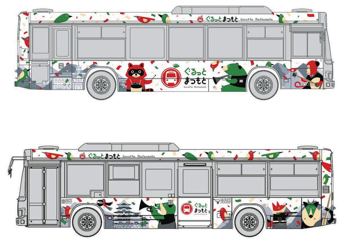 三ガク都」ラッピングバス発車 19日から松本「ぐるっとバス」：中日新聞Web