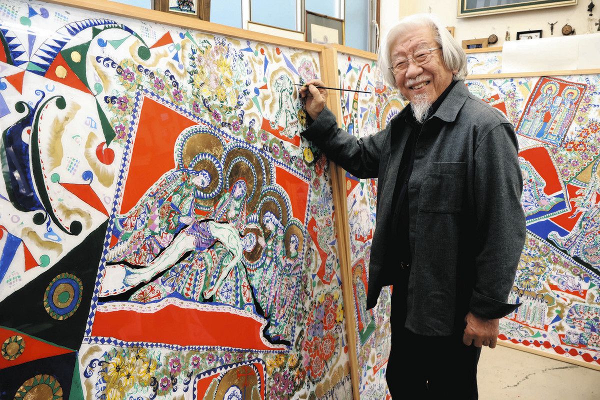 平和を祈るガラス絵 名古屋市中区で堀尾一郎さんが個展：中日新聞Web