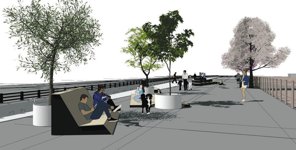 ベンチ設置後のイメージ図＝松本市提供
