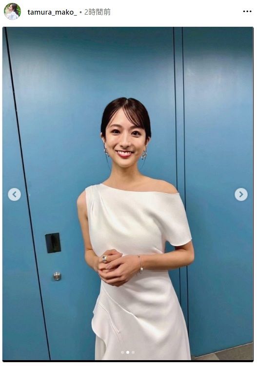 ◇田村真子アナ、『大人ワンショルダー』ドレス【写真複数枚】：中日