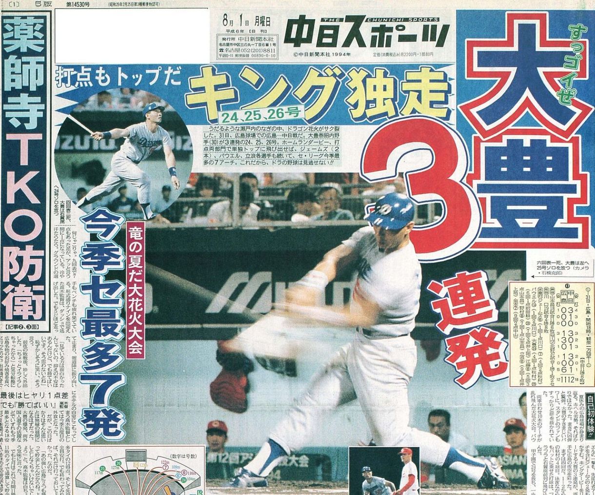 実録 竜戦士たちの10・8】（116）1試合7発の”大花火大会”！も12