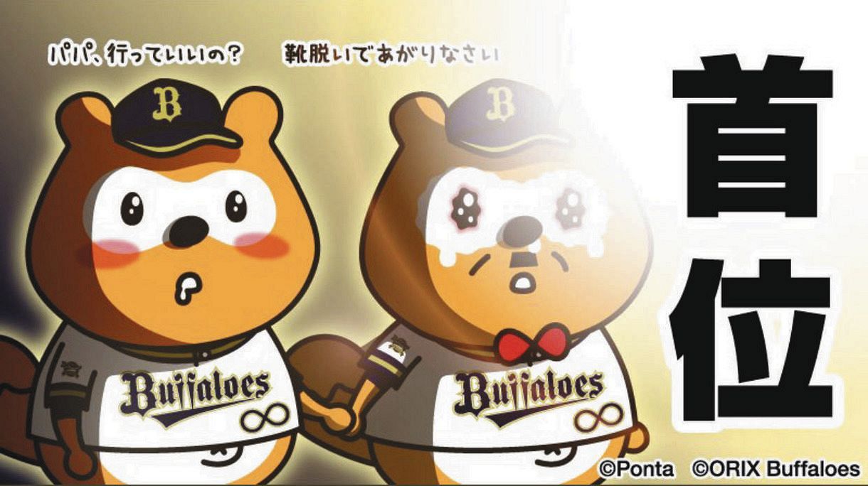 写真 7年ぶりの単独首位に感激するバファローズ ポンタと涙を流すパパポンタ 右 中日スポーツ 東京中日スポーツ