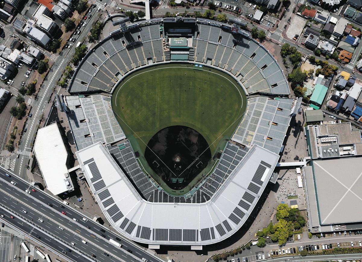 ◇甲子園球場の空撮と昔のラッキーゾーン【写真複数】：中日スポーツ