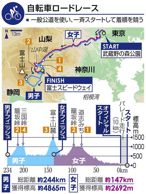 自転車男子ロードレース 小山町まで一気２４４キロ駆け抜ける：中日 