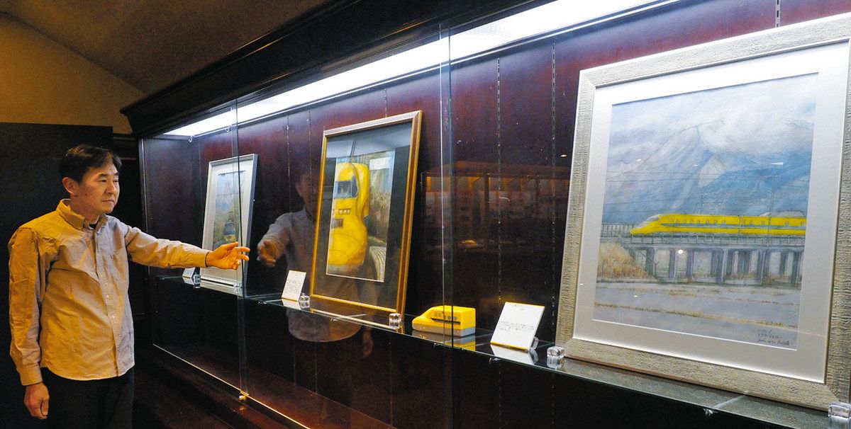 ファンが描く「鉄道のある風景」 長浜で米原の久保田さん水彩画展 ：中