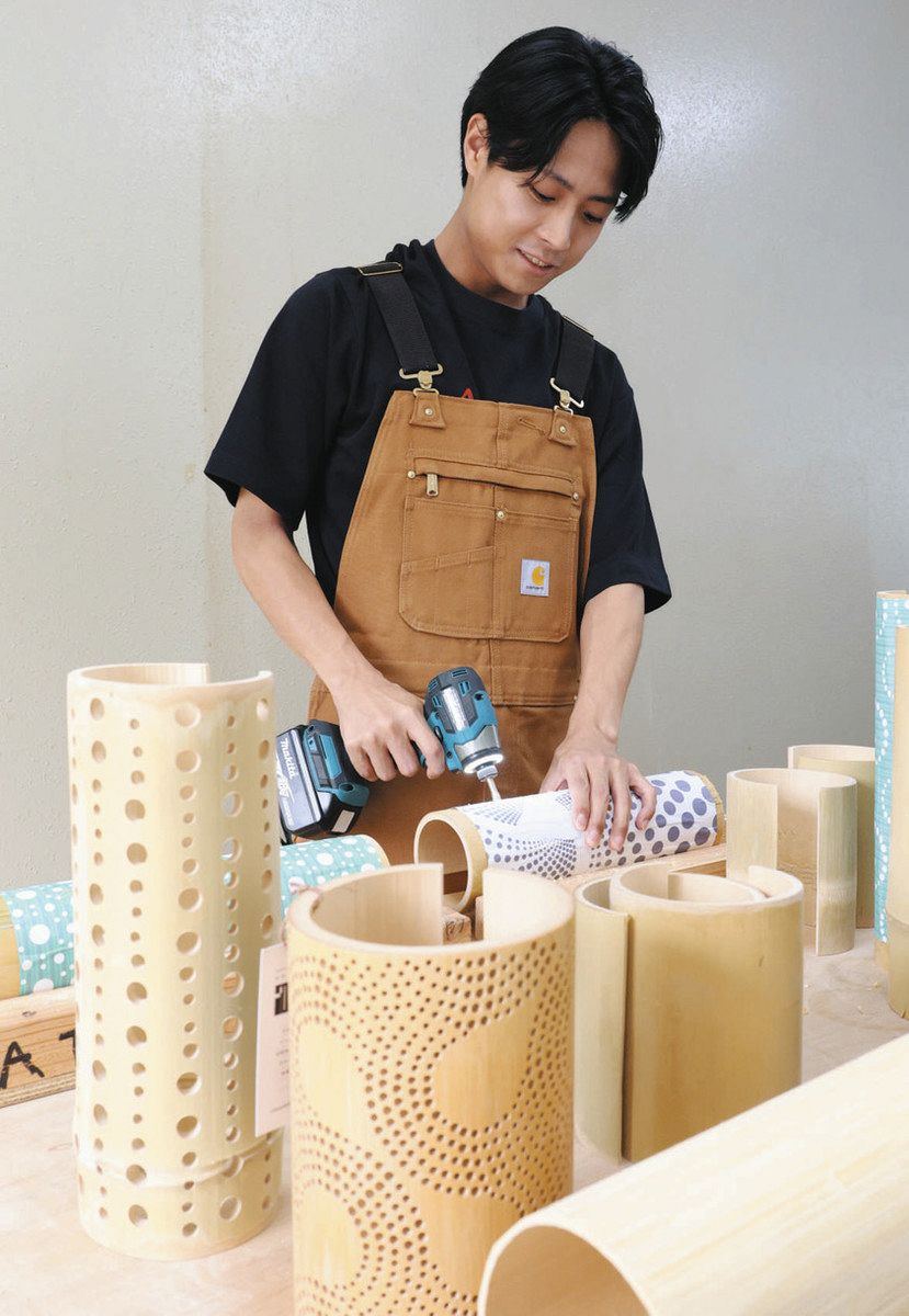 名張市の竹細工「竹あかり」制作スペース設置 なばり観光案内所が