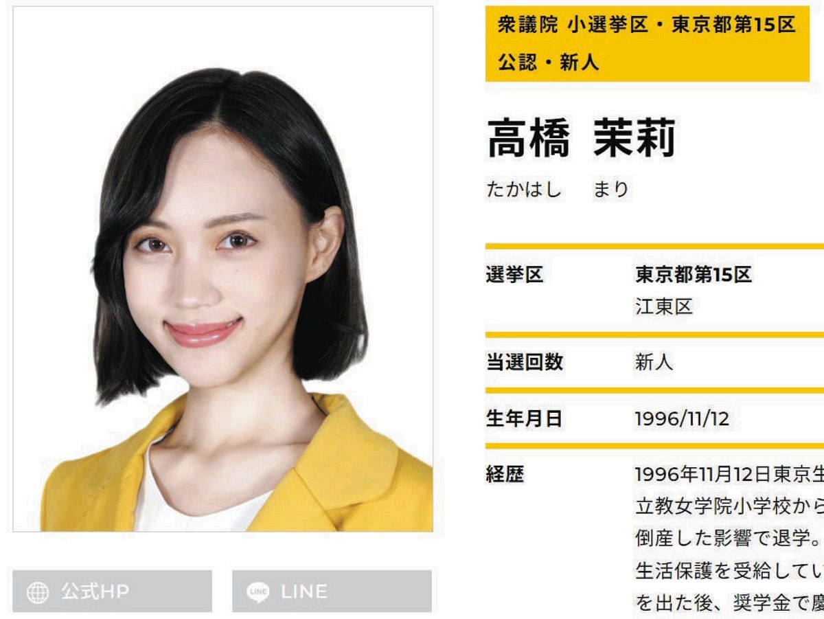 国民民主党の公式サイトにある高橋茉莉さんのプロフィール