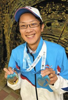 障スポ、楽しかった！　多治見市職員の岡田さん、陸上競技で金・銀獲得