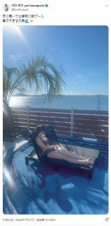 ◆川口ゆりアナ、ビキニで朝プール【写真】