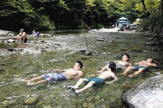 3年ぶり、峡谷に初凧 浜松・寺尾のぶか凧、南風吹き上げ優雅に舞う：中