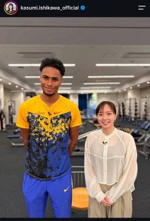 【実際の投稿】「9月のアジア大会に向けて」石川佳純さんと中島佑気ジョセフのツーショット