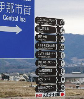 住民が主導した統一看板を紹介　伊那谷の風景シンポジウム