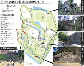 金沢城石垣被害 技途絶え拡大か　明治以降の石積みで目立つ